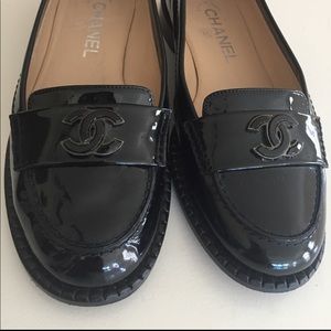 Black Chanel loafers basically brand new
